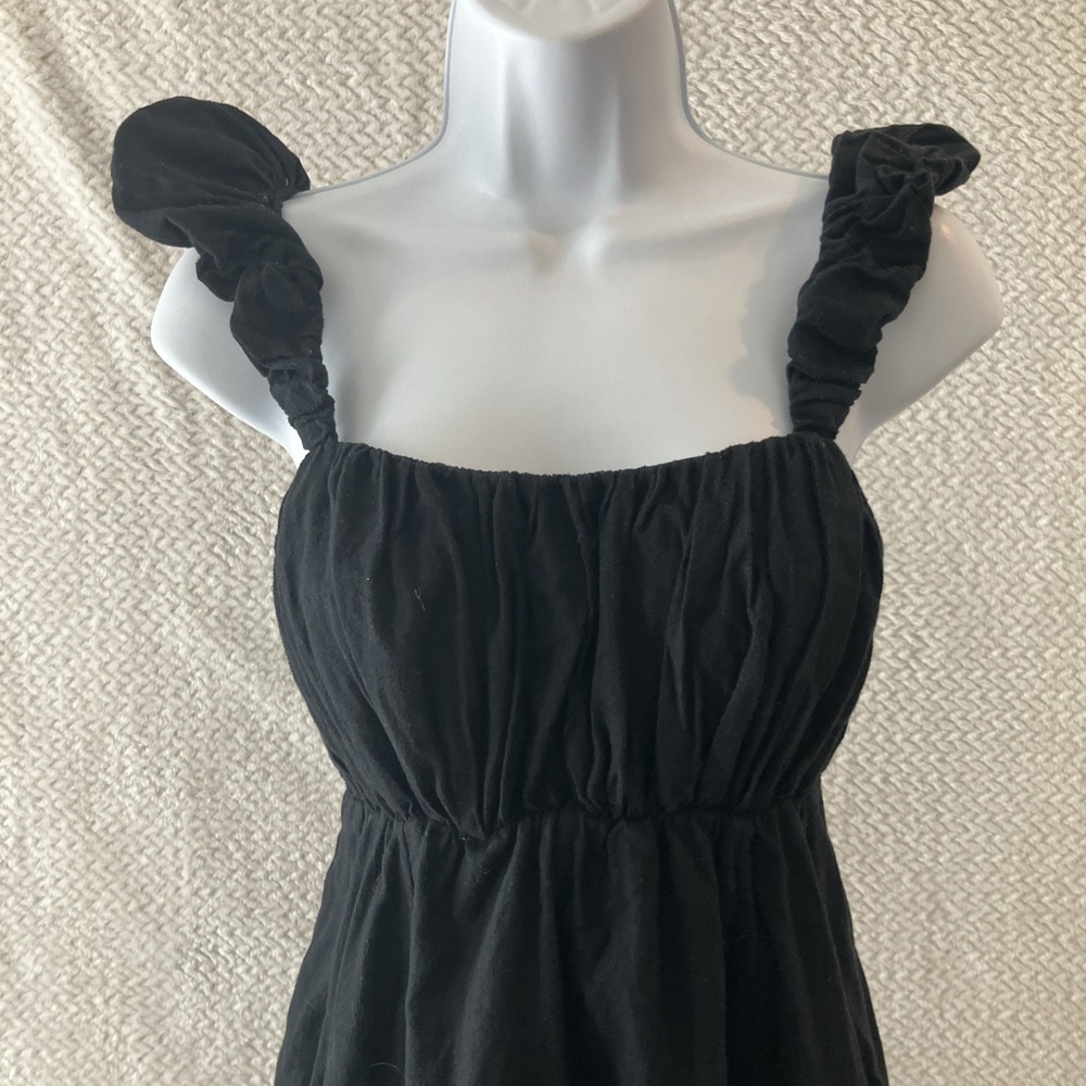 Abercrombie & Fitch Linen Blend Dress Small Black Baby Doll Costal Closet Staple - Picture 3 of 8